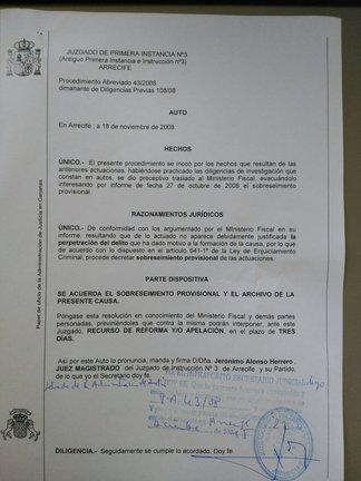 Sentencia absolutaria de Juan Ramón Galindo