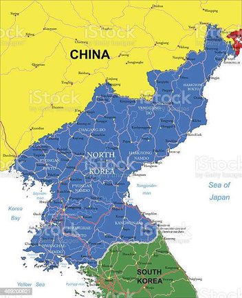 Detailed map of North Korea.