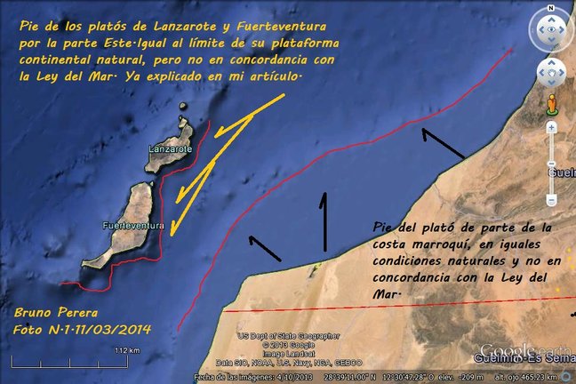 Plataformas continentales, de Lanzarote, Fuerteventura y algo de la de Marruecos.