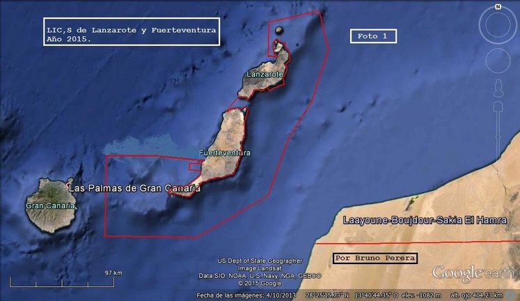 Zona total del LIC entre Lanzarote y Fuerteventura.