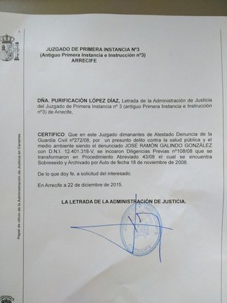 Confirmación judicial de la absolución de Juan Ramón Galindo