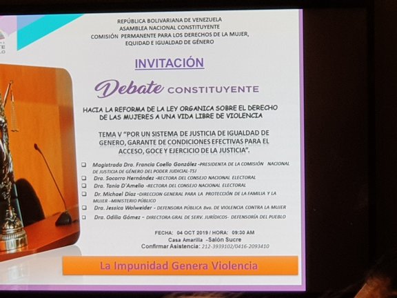 Invitación al debate sobre Violencia de Género en Caracas