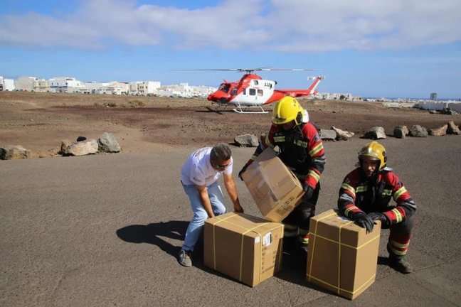 Material sanitario llegado a Lanzarote
