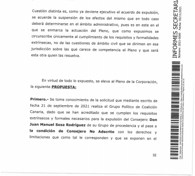 Informe Sosa de Secretaría del Cabildo