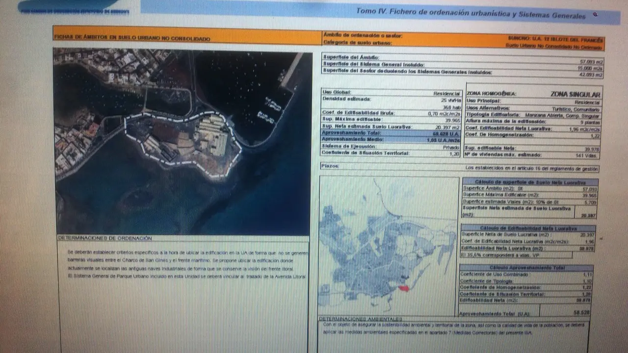 Ficha del Islote del Francés en el PGOA 2014
