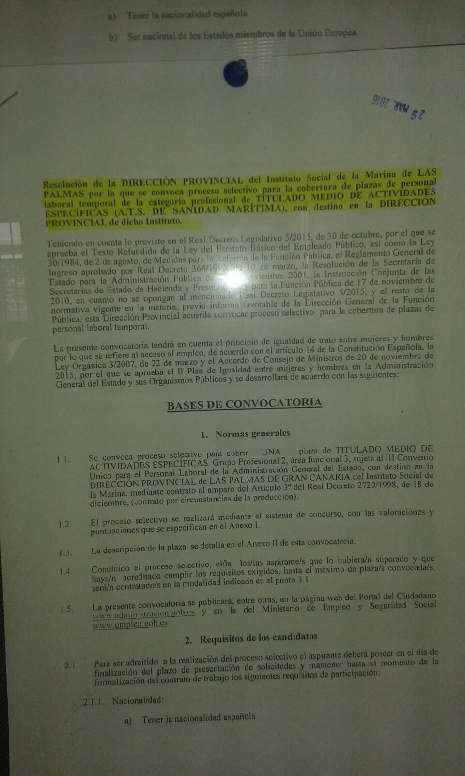 convocatoria