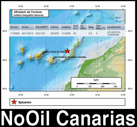 Terremoto registrado en noviembre de 2012