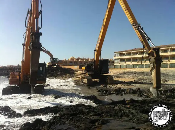 Construcción de las pasarelas en Bahía Real