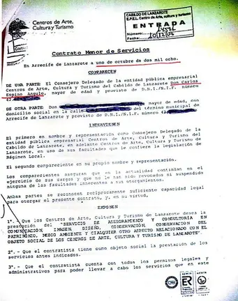 Contratos de Carlos Espino en los Centros Turísticos