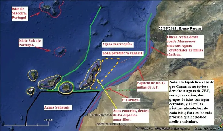 Hipotéticas aguas Canarias