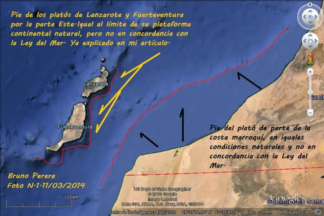 Plataformas continentales, de Lanzarote, Fuerteventura y algo de la de Marruecos.