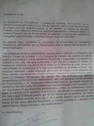 Carta al Gerente del Hospital