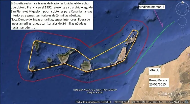 Aguas interiores y aguas territoriales de 24 millas nauticas.