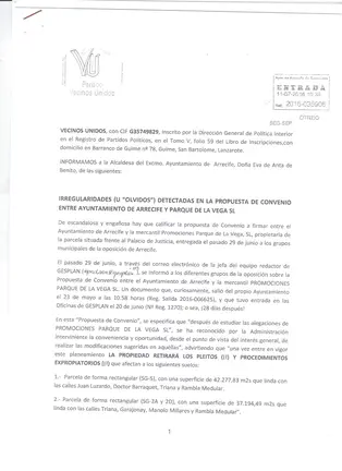 Irregularidades de la Propuesta de Convenio 001