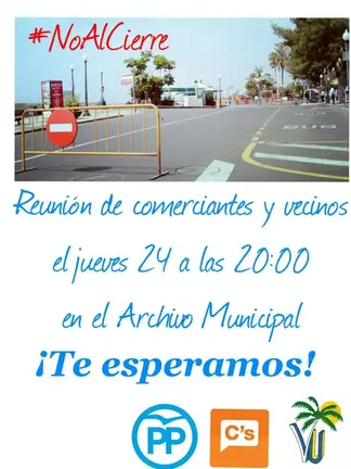 Cartel de la reunión por la Avenida