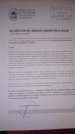 Escrito al Director del SCS