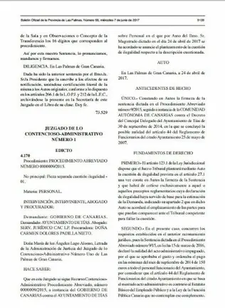 Resolución del Juzgado de lo Contencioso-Administrativo