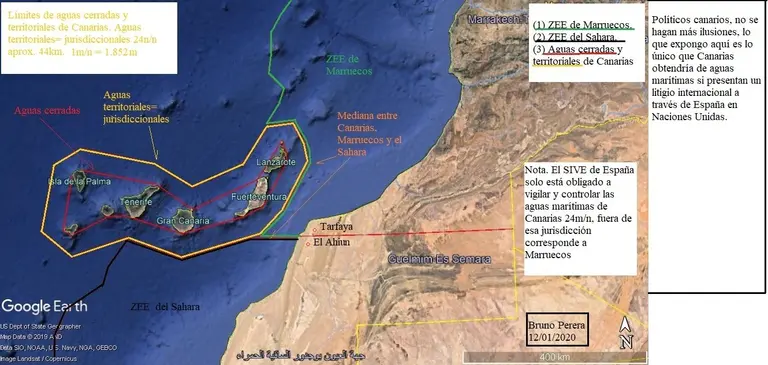 Mediana entre Canarias, Marruecos y el Sahara