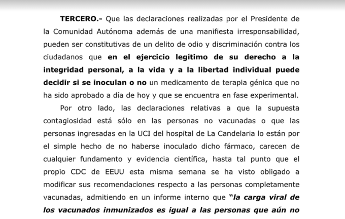 Denuncia al Presidente del Gobierno canario