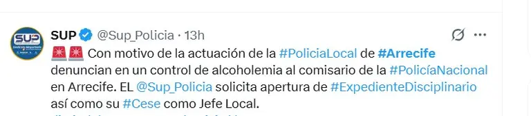 Tweet del SUP