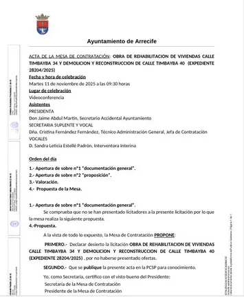 Declarada desierta la rehabilitaci&oacute;n de las viviendas de Titerroy