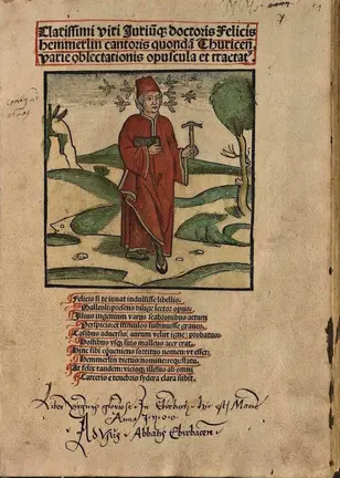 IMMAGINE DI FELIX HEMMERLIN EN LA PRIMERA PAGINA DE SU OBRA CLARISSIMI VIRI IURUMQUE DOCTORIS