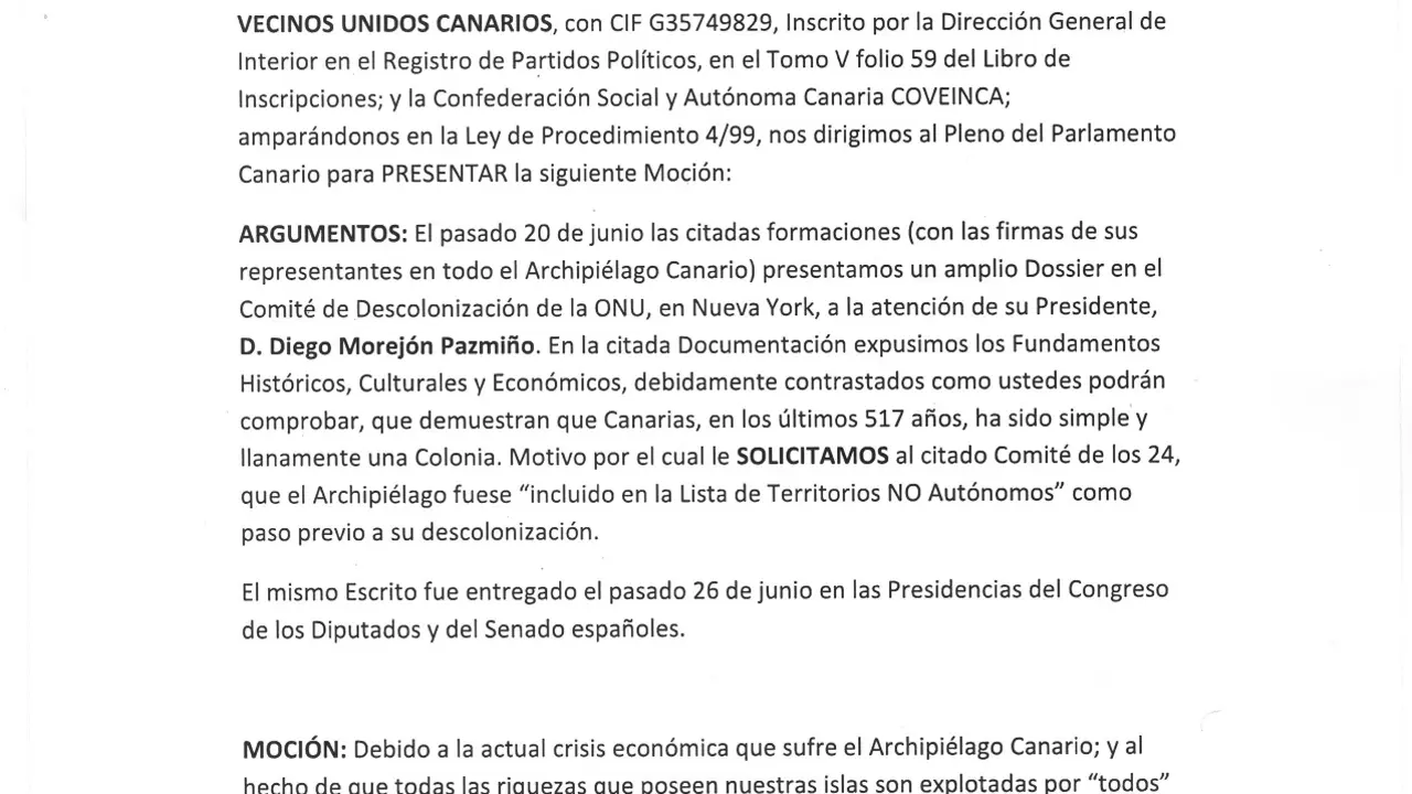 Moción al Parlamento Canario