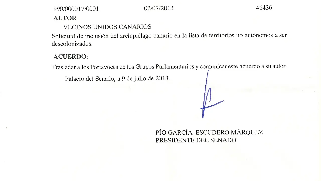 Respuesta del Senado a VECINOS UNIDOS