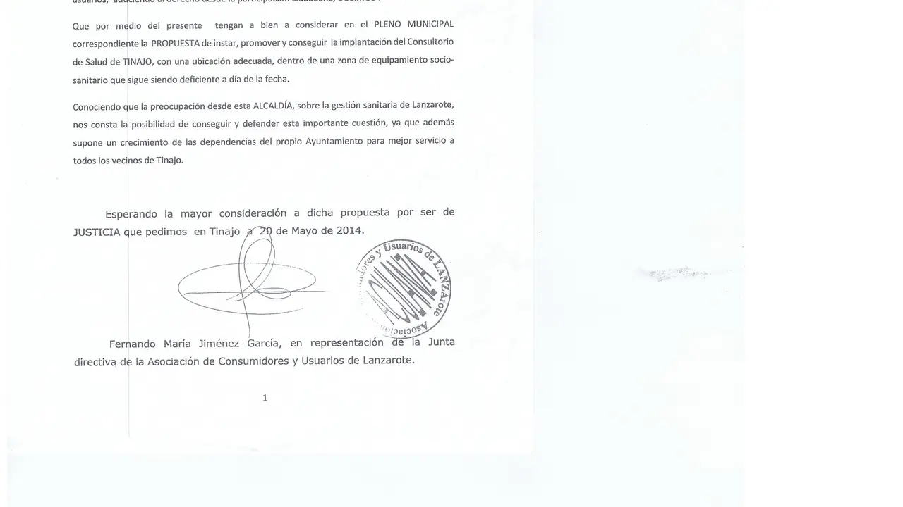 aculanza propone nuevo Centro Sanitario para TINAJO