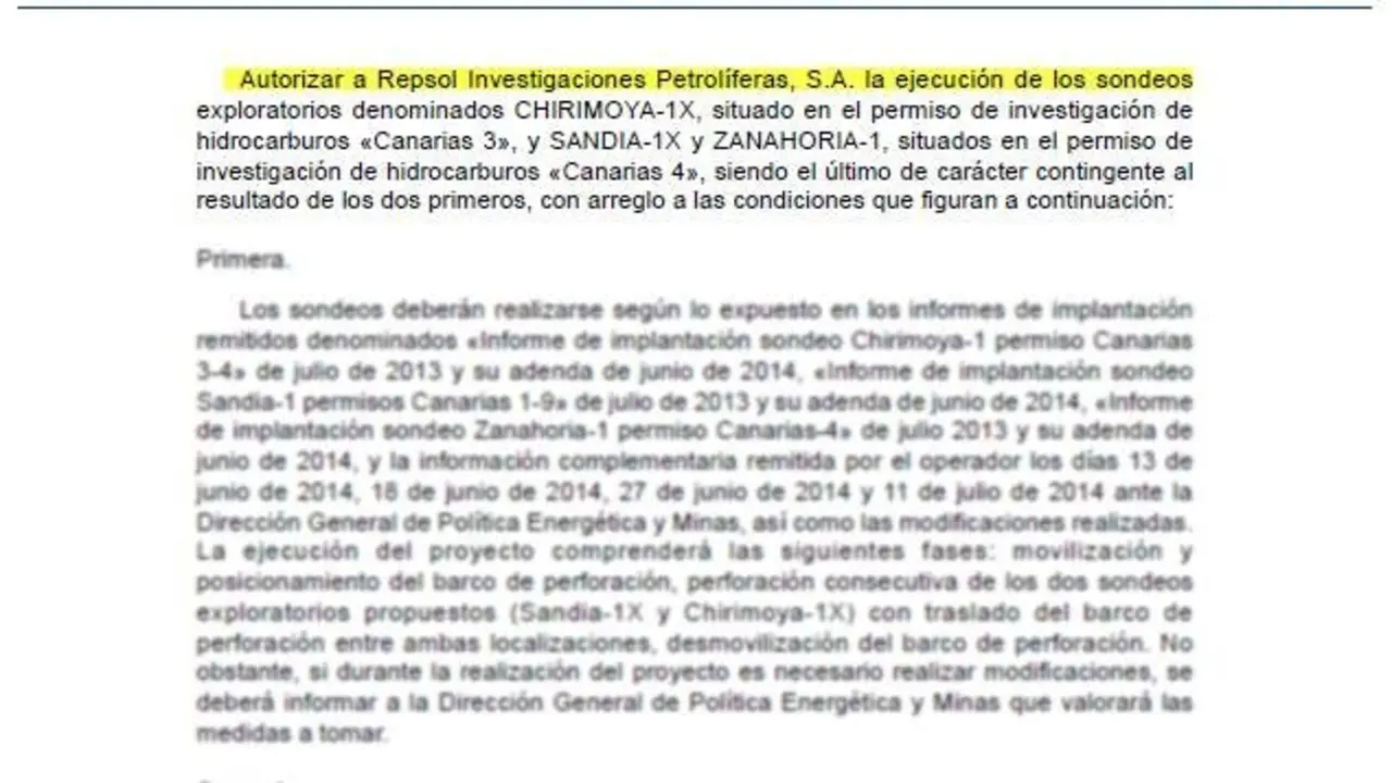 Autorizaci&oacute;n a REPSOL