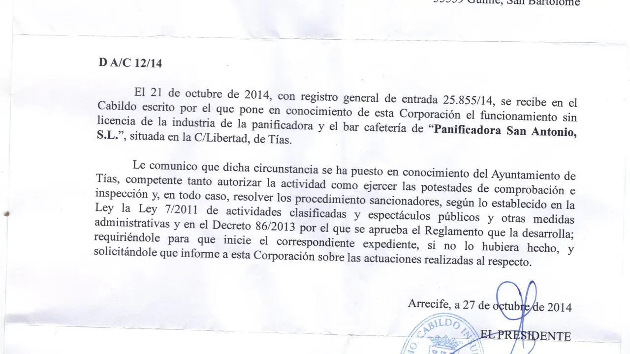 Respuesta del Cabildo