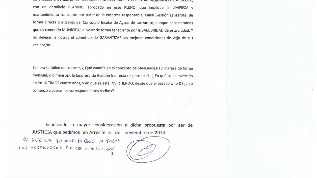 Moci&oacute;n de ACULANZA  en el Ayuntamiento de Arrecife