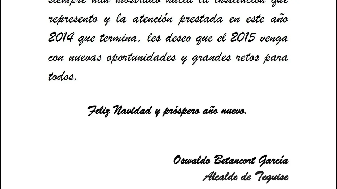 Felicitaci&oacute;n Alcalde de Teguise