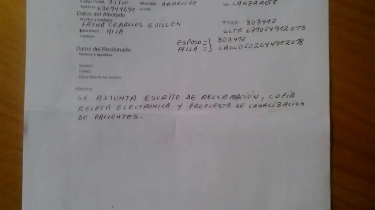 Denuncia en la Consejería de Sanidad