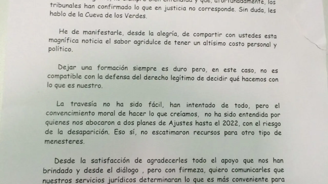 Carta del Alcalde de Haría