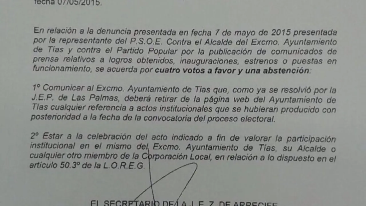 Resolución de la Junta Electoral