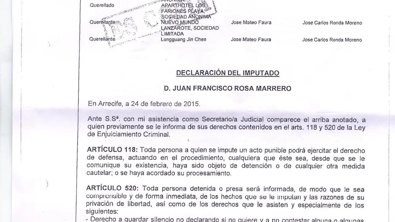 Querella a Juan Francisco Rosa