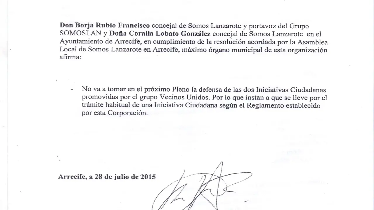 Escrito de SOMOS al ayuntamiento