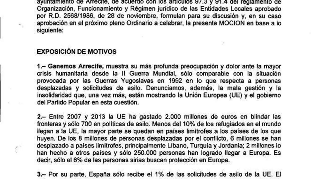 Moción de Ganemos Lanzarote