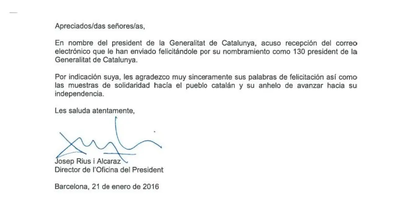 Respuesta de la Generalitat