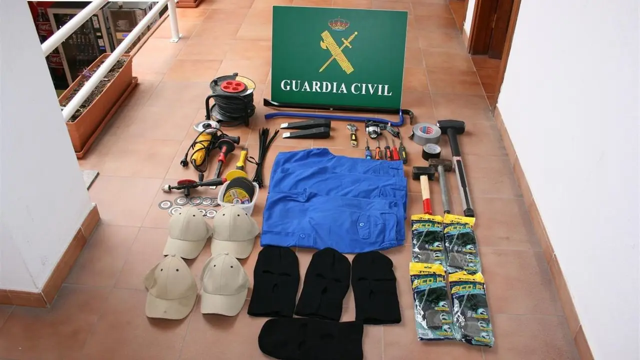 Material aprehendido a los asaltantes