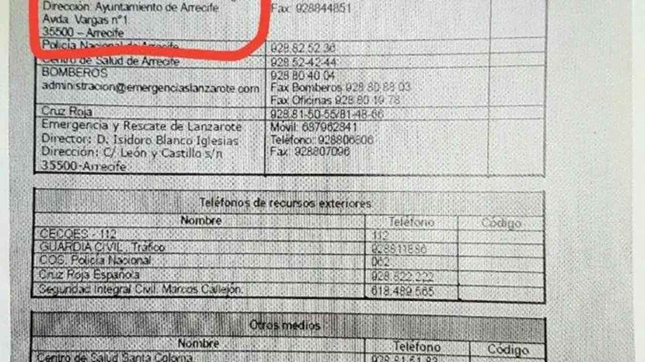 Documento que acredita el nombre de José Cabrera en el Plan de Seguridad Carnaval 2017
