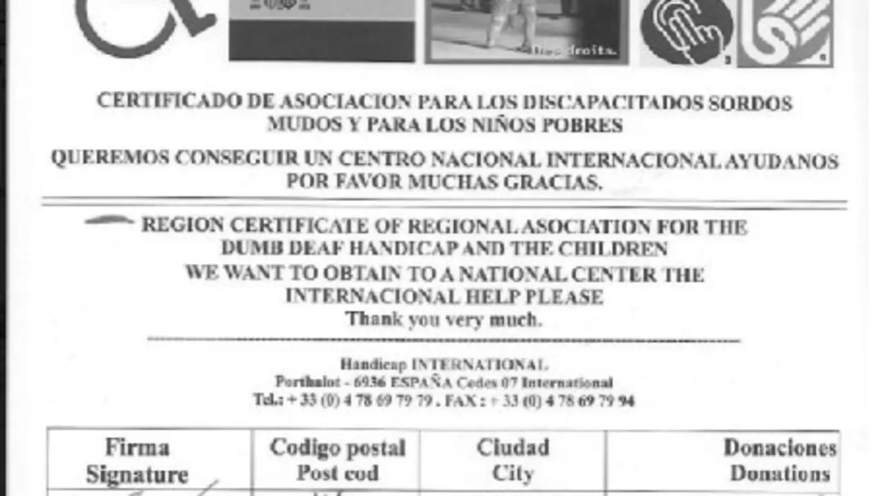 Presunta organización de discapacitados