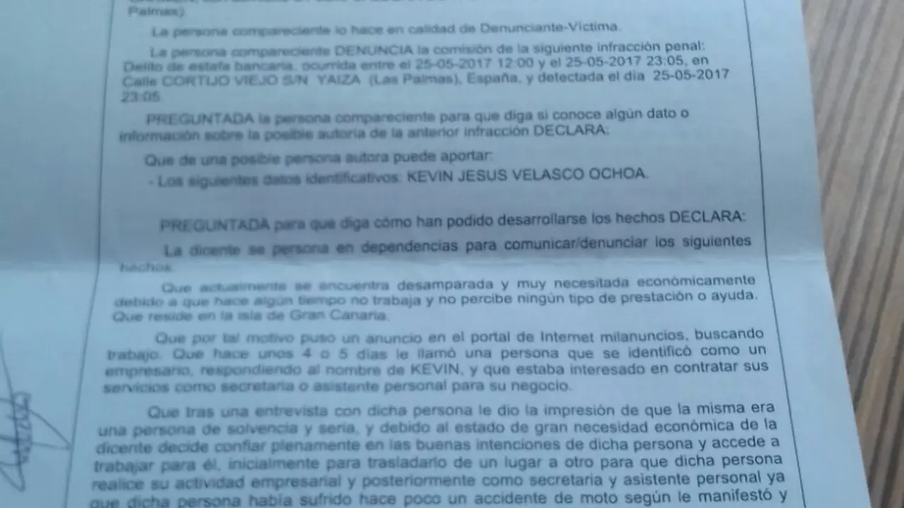 Denuncia por estafa