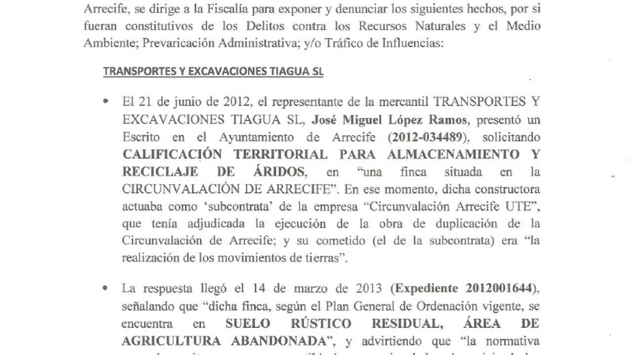 Denuncia en Fiscalía