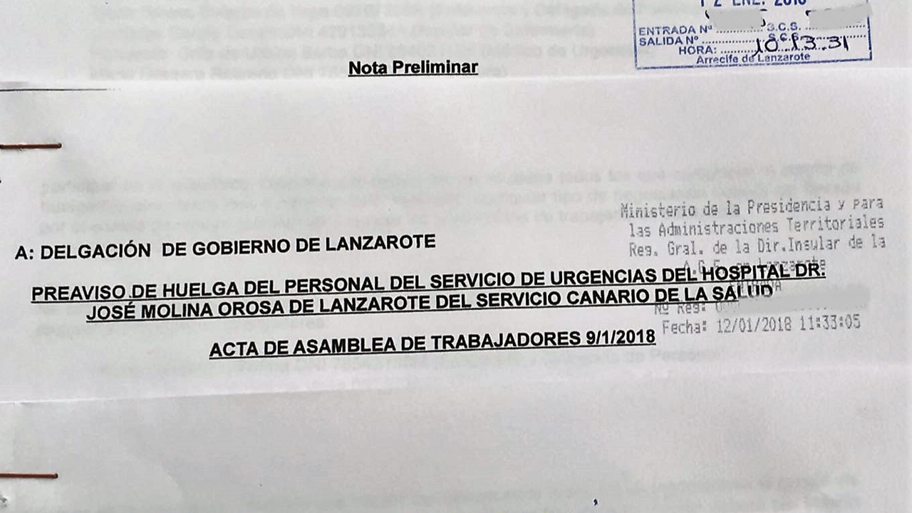 Aviso de Huelga del personal de Urgencias
