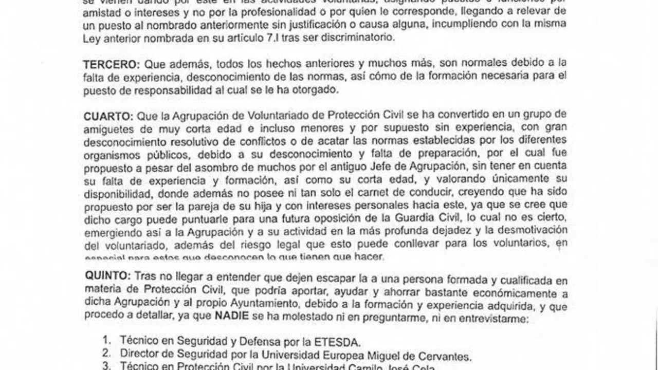 Denuncia en el ayuntamiento de San Bartolomé