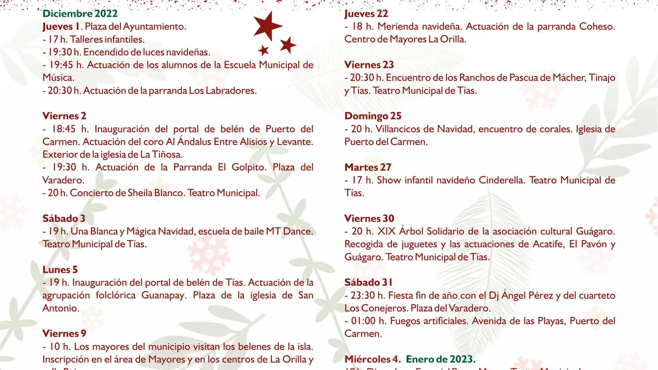 Programa cartel Navidad y Reyes 2022 23