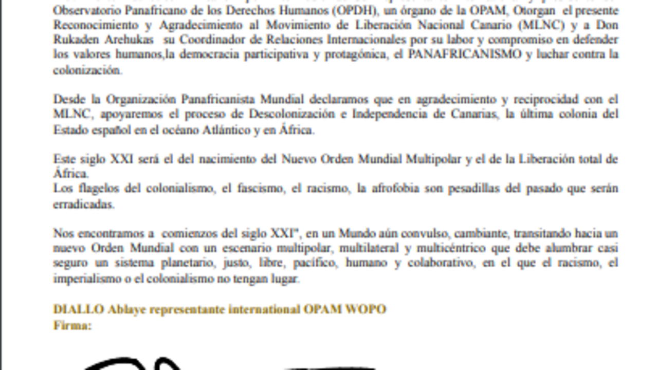 Carta oficial del OPAM