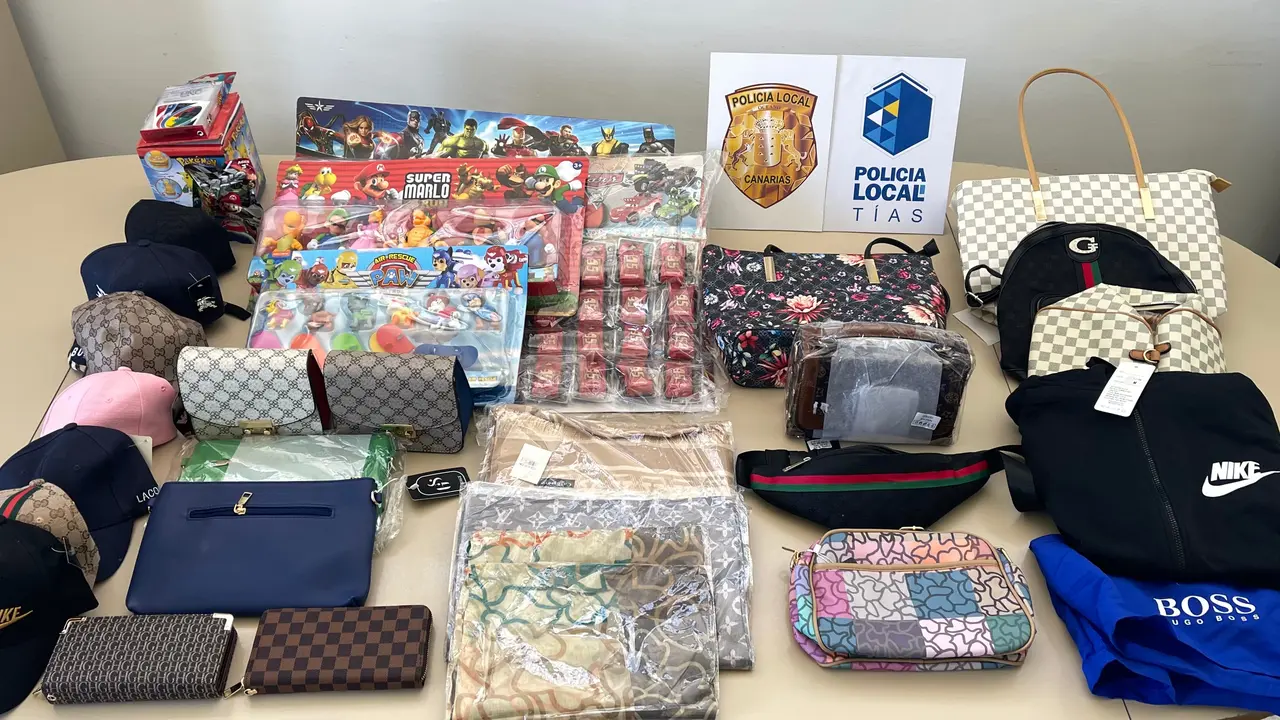 Productos falsificados intervenidos por la Policía de Tías 2